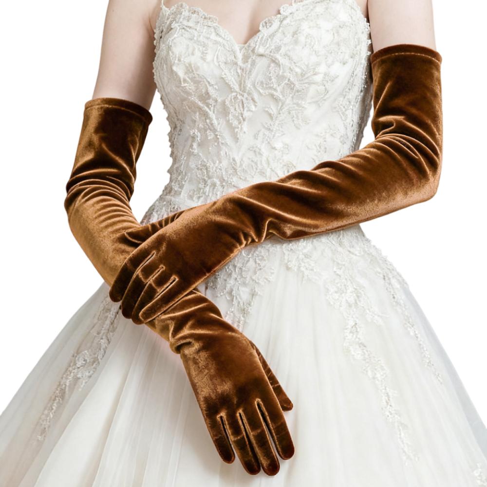 53cm Women's Fluffy Gloves Elegant Bride's Long Mittens Velvet Long Gloves  Dress-Up  Accessories