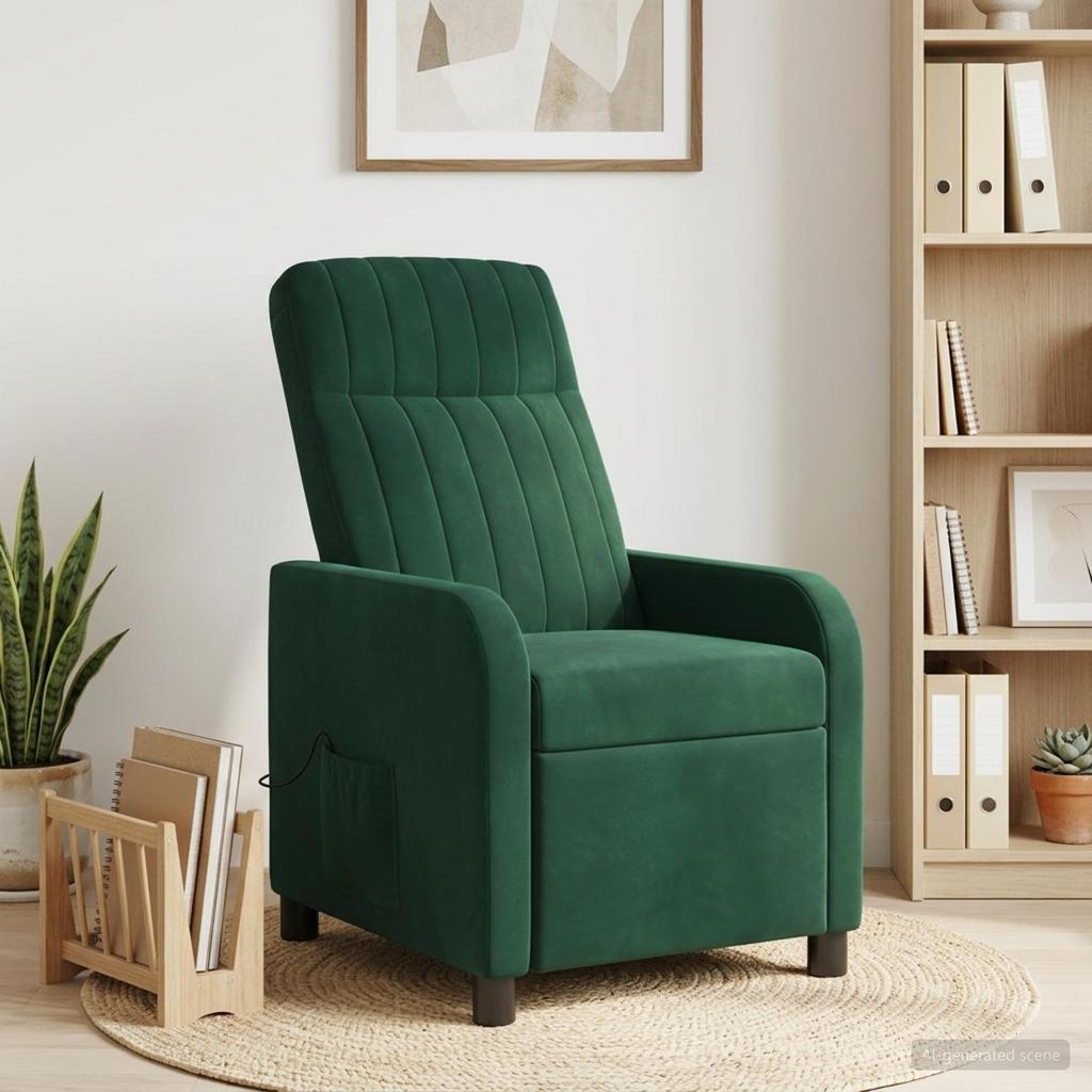 Massage Recliner Dark Green Velvet (V)