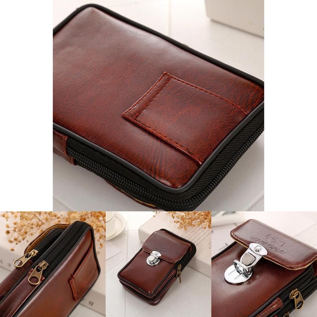 Eleganter Herren Vintage Kunstleder Fanny Rucksack mit sicherem Reißverschluss Bauchtasche