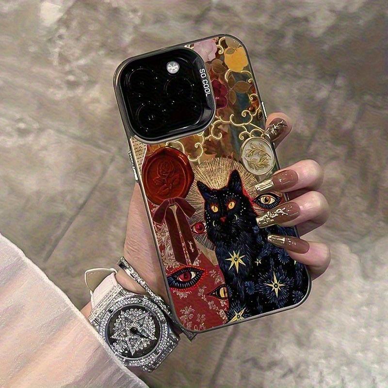 Black cat pattern anti drop phone case suitable for iPhone 17 16 15 14 13 12 11 Pro/Max/Plus anti drop and shockproof back cover