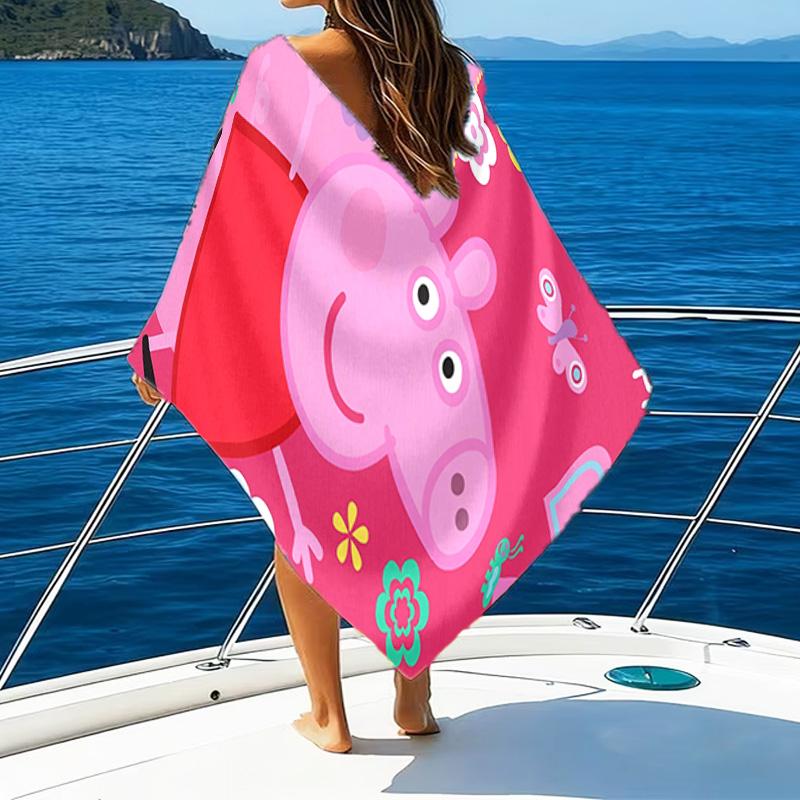 Dance Party With Peppa Microfiber Beach Towel, Lightweight And Quick-Dry, for Summer Travel, Beach Essential, Swimming Pool Outdoor