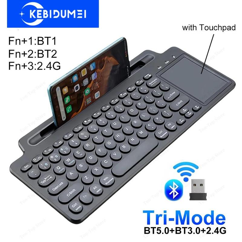 Tri-Mode Dual Bluetooth Keyboard 2.4G Bluetooth Keyboard Wireless Keyboard with Touchpad Gaming Keyboard with Card Slot for Windows Android IOS Tablet