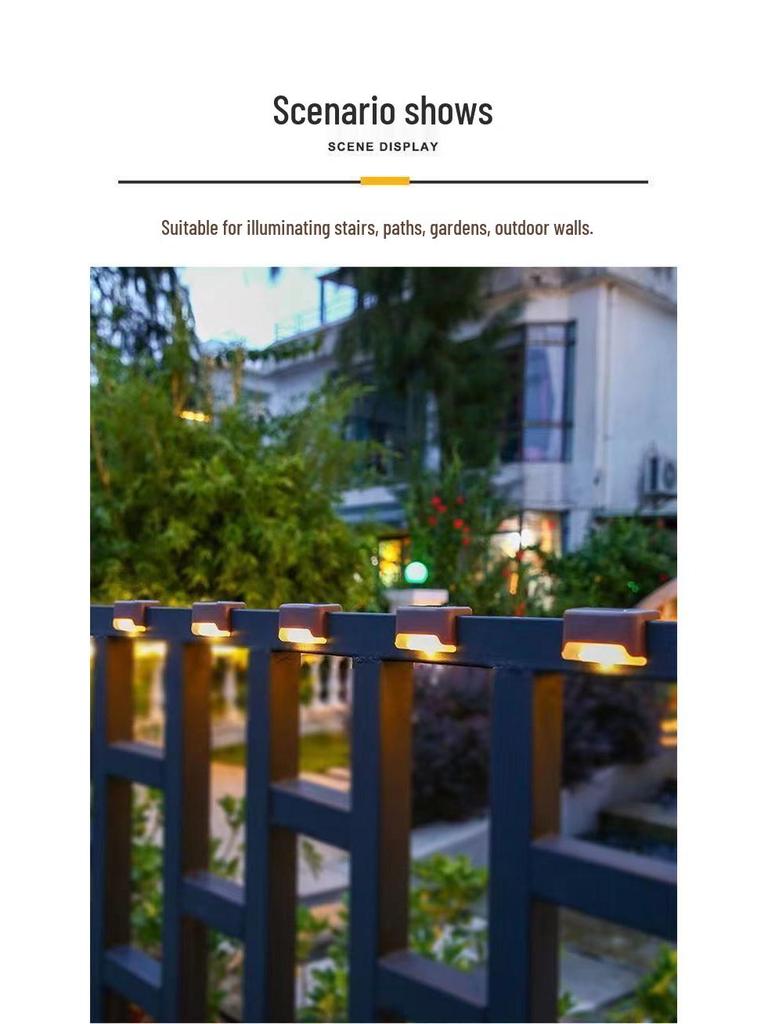 Solar Waterproof Outdoor Step Lights for Gardens, Courtyards, Railings, and Fences