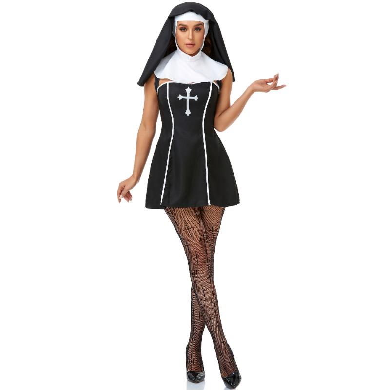 M-XL Halloween Costume, Cosplay, Nun Costume, Nun, Cosplay, Stage Performance Uniform