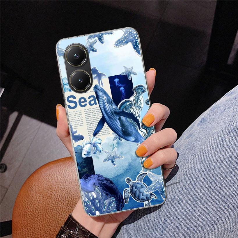Ocean Starfish Sea Turtle Shark Phnoe Case for Xiaomi Poco X5 X6 X7 Pro X4 Gt F7 Ultra M8 M7 Redmi 15C 15 13C 13 12C 12 Unique C