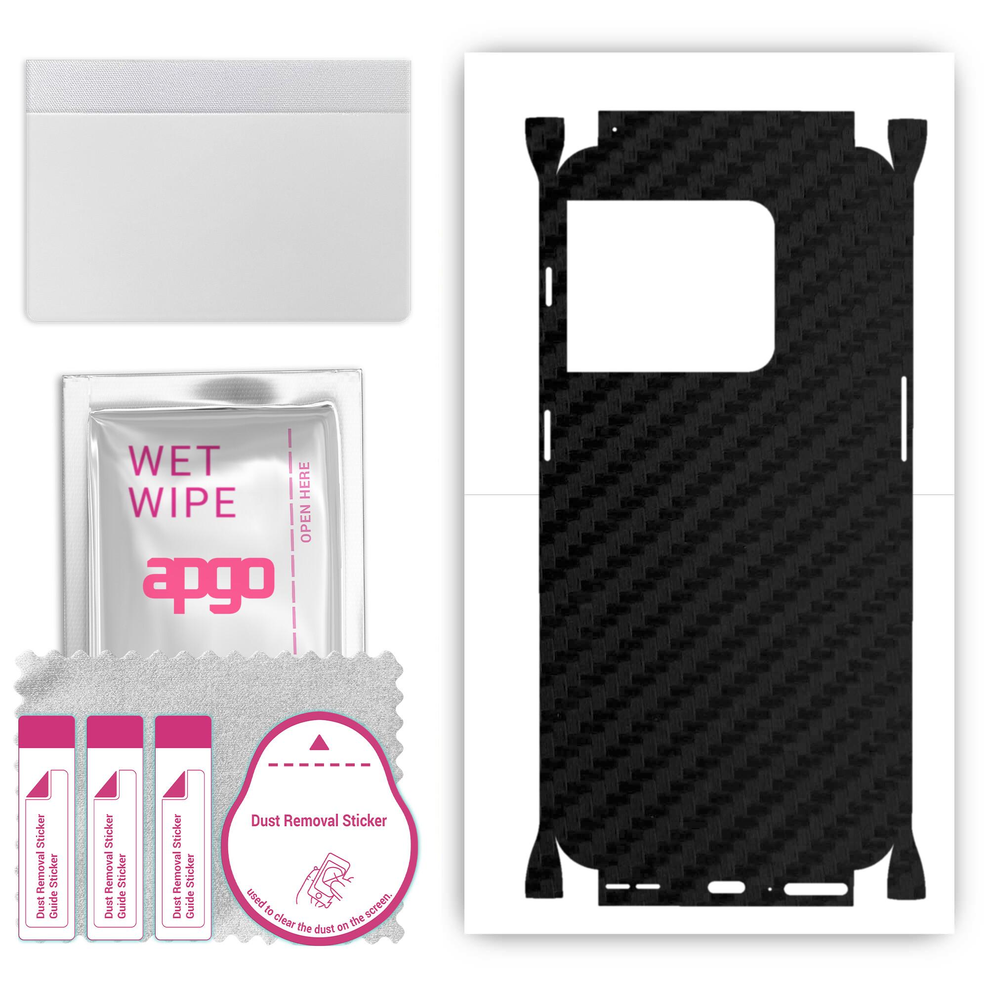 

apgo Protective Skin Sticker for the back+sides compatible with OnePlus 10 Pro, Full Wrap Film, Foil, Vinyl - Pattern Carbon Black