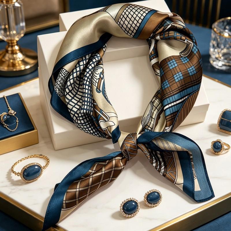 100% Mulberry Silk Scarf 70x70cm Square Neck Wrap Outdoor Air Conditioner Shawl Fashion Headscarf