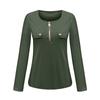 Women's Fashion Casual Knit Slim Long Sleeve Pullover Zipper Top Blouse