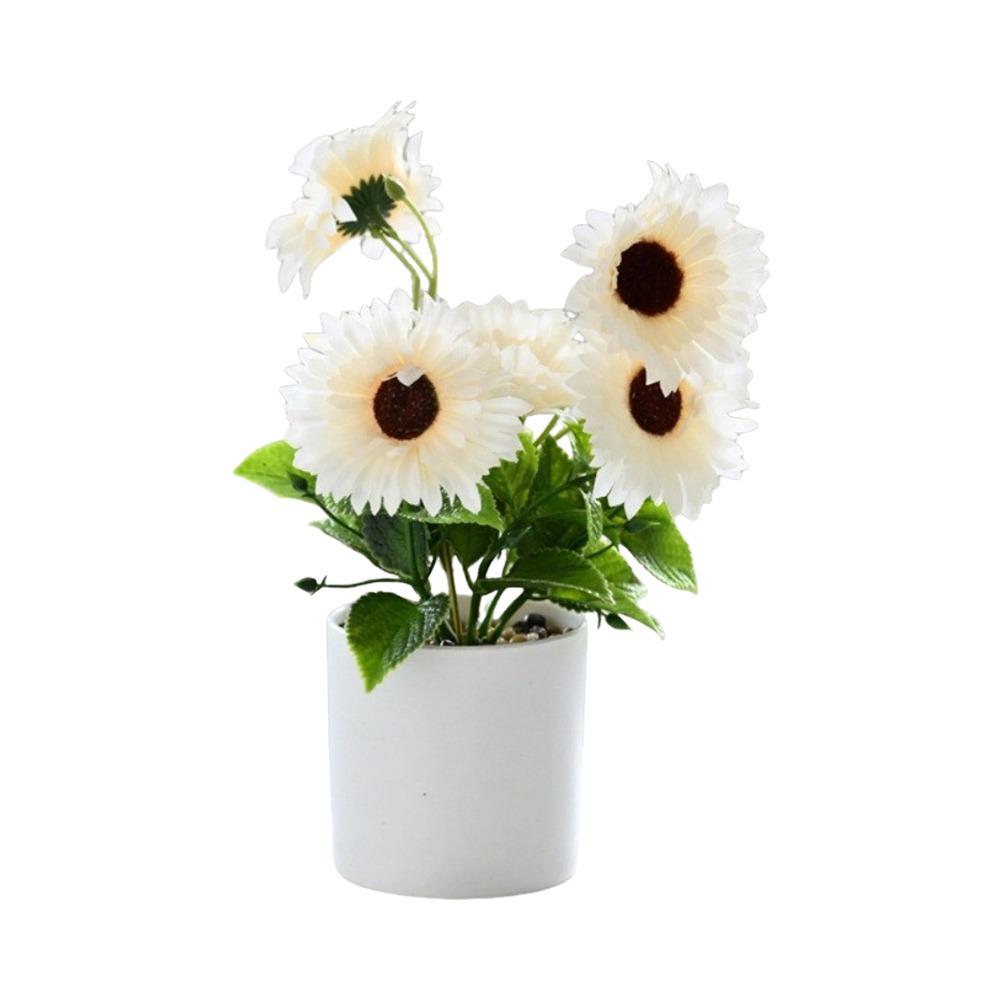 

Sunflower Plant Artificial Flower Placement Counter Display Simulation Bonsai with Flowerpot Plastic Potted Plant Party Decor