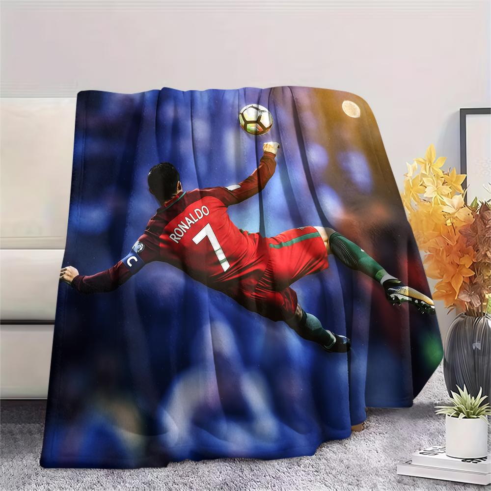 Calcio Ronaldo, coperta in flanella con motivo, alta qualità, confortevole per tutte le stagioni, decorazione per la casa, calore e comfort, perfetta per i regali.