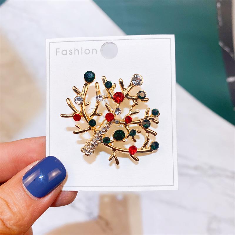 Yimu Alloy Christmas Brooch - Santa Claus & Tree Ornament Corsage
