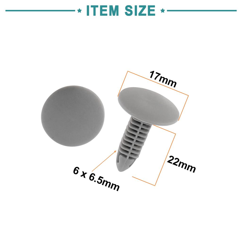 ACROPIX Car Door Fastener Rivets Fender Push Clips Universal 6mmx6.5mm Hole Gray 30pcs