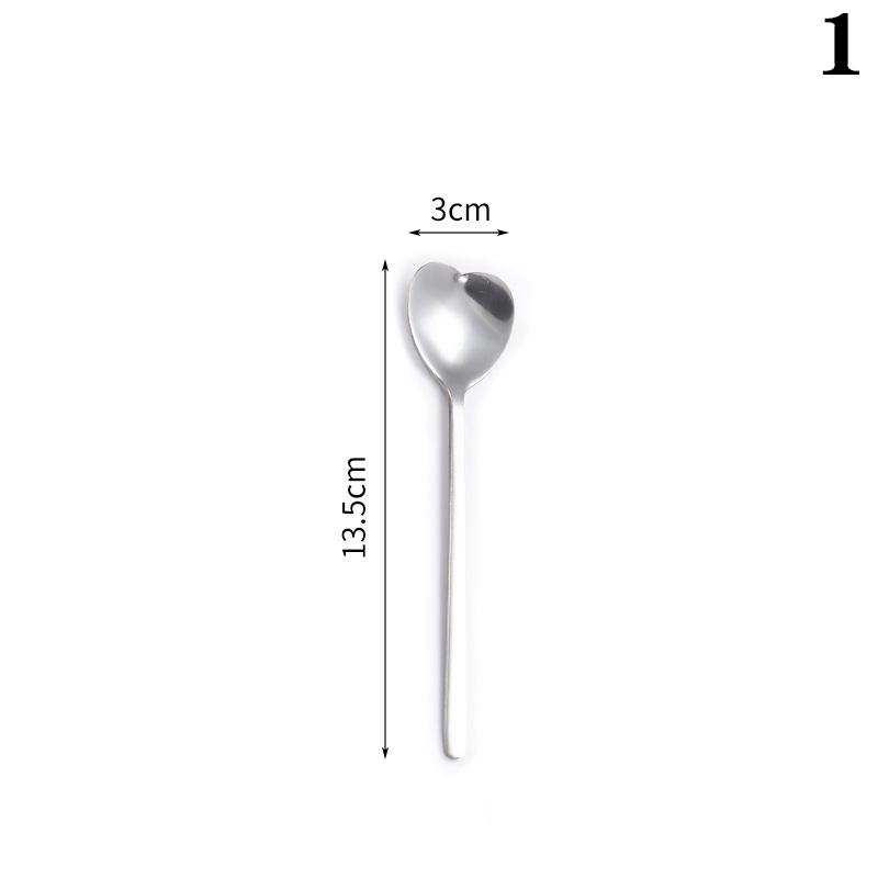 Stainless Steel Spoon Long Handled Honey Mixing Spoon Creative Love Spoon Home Ice Cream Dessert Spoon Golden Coffee Spoon