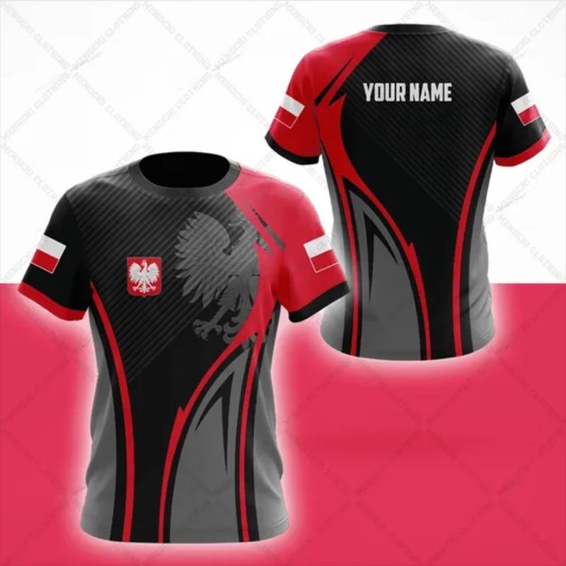 Odznak polské vlajky Warrior Camouflage 3D tištěný Pánské Crew Neck Krátký rukáv Oversized Volné Módní tričko Sportovní Rychleschnoucí