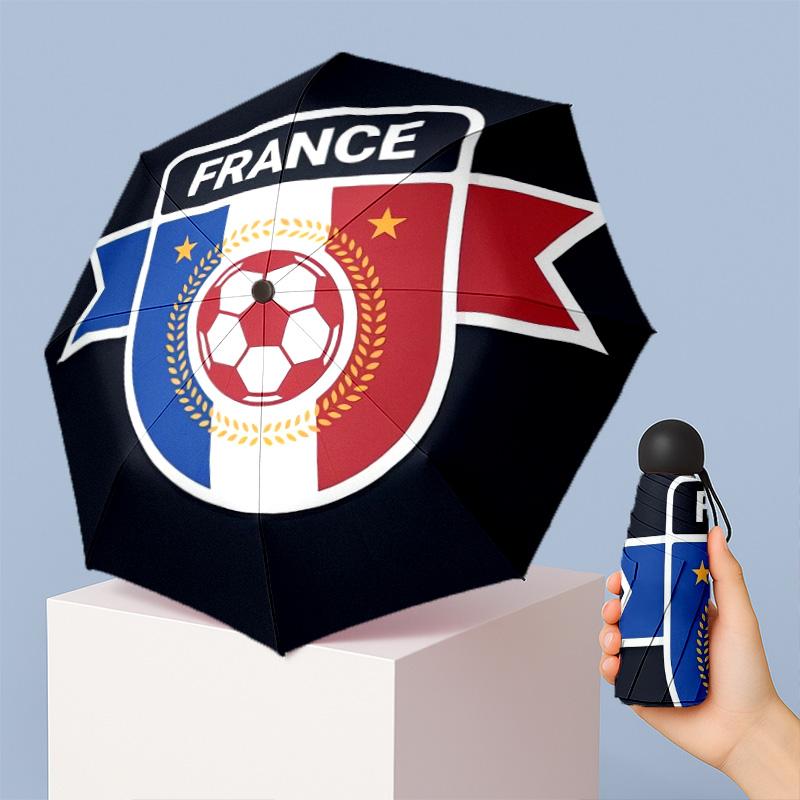 France national football team Pattern Printed Mini 5 Folds 8 Ribs Compact Umbrella Windproof Waterproof Lightweight Portable Folding