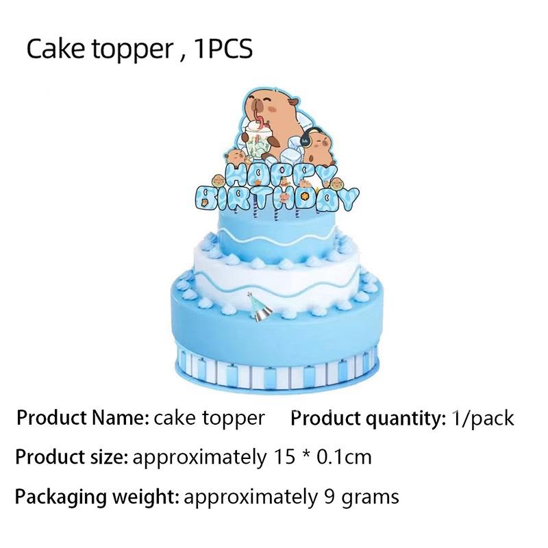 Capybara Theme Disposable Tableware Set Cartoon Capybara Tablecloth Cups Plates Napkin Happy Birthday Banner Kids Party Supplies