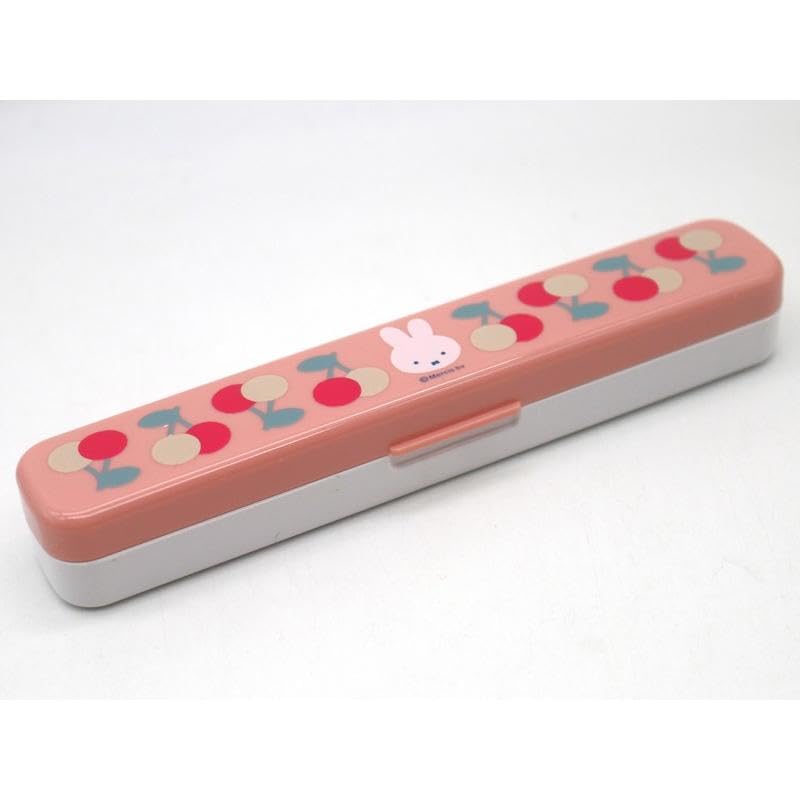 Miffy Trio and Bento Silent Dishwasher Fruit Set Freezer Set Chopsticks, Spoon, Fork, 18cm, Box, Chopsticks, Case, Safe, Antibacterial, Pink, (Trio