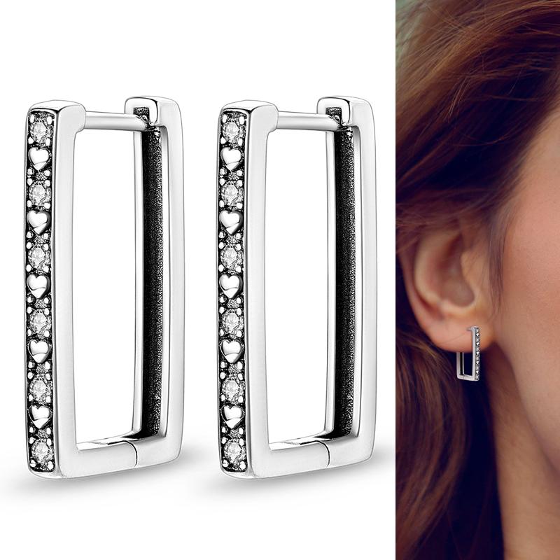 Heißer Verkauf 925 Sterlingsilber Kupfer Herz Ohrringe Passen Original Charms Creolen Für Frauen Mädchen Stecker Ohrring Feine Zirkonia Geschenke