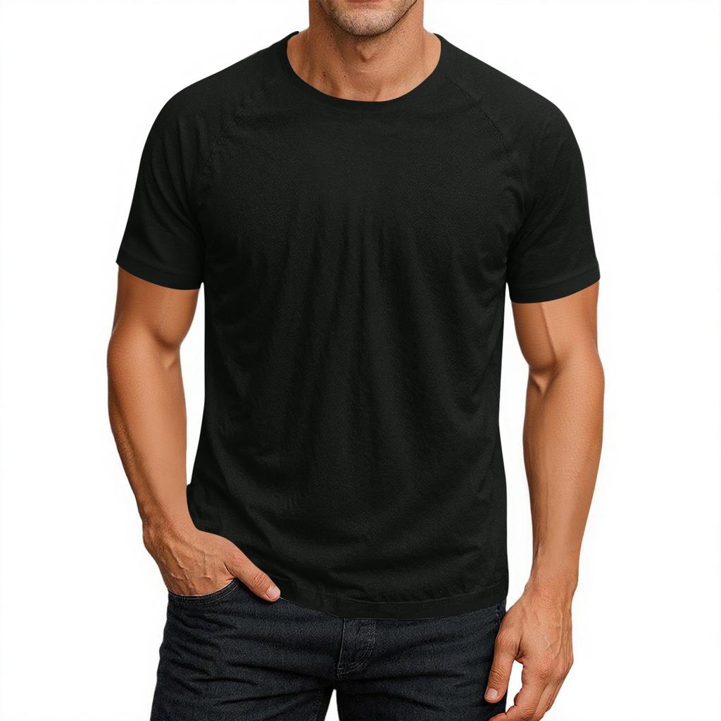Men's Round Neck Raglan Short Sleeve Top T-shirt