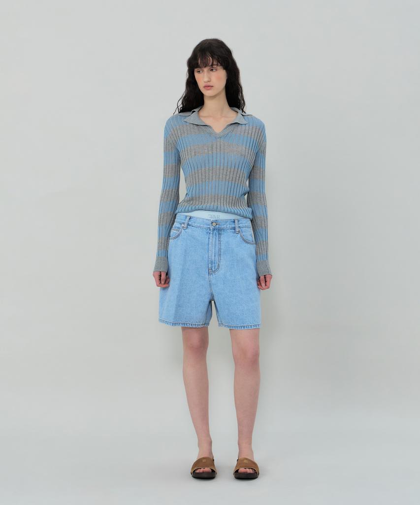 GROVE Flavia Stripe Collar Knit (Blue)
