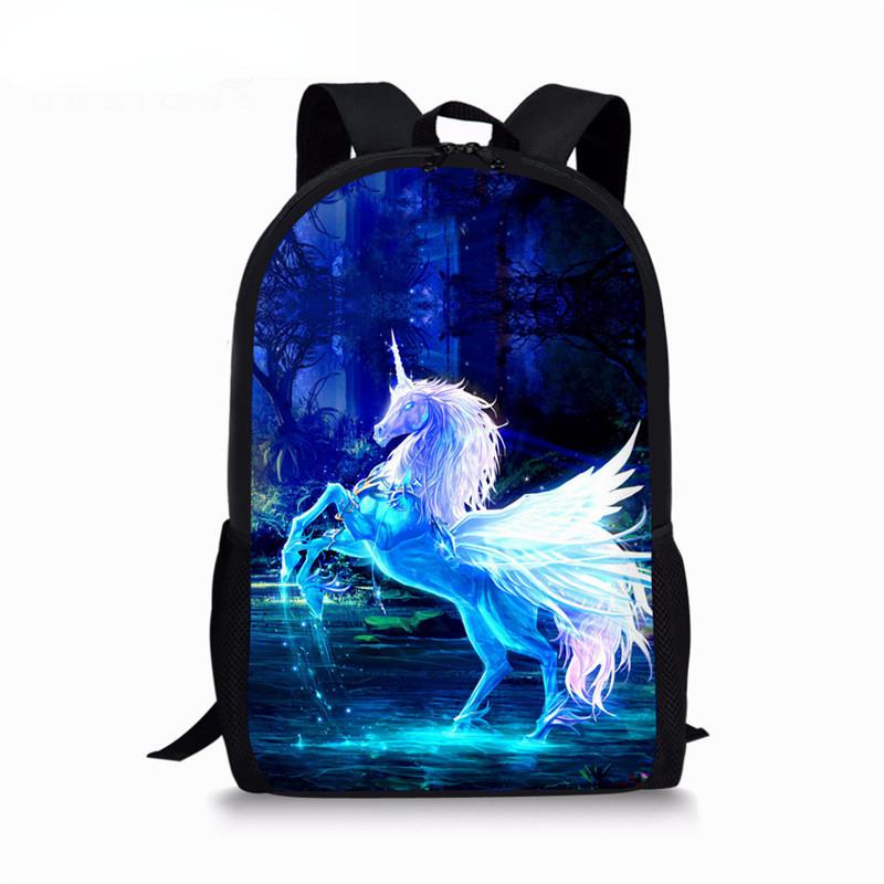 Harajuku Youthful Novelty Unicorn Student School Bags Notebook Backpacks 3D Printed Oxford Waterproof Boys/Girls Travel Bags