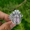 Natural African Amethyst Gemstone Multi Stone Flower Adjustable Ring 925 Silver