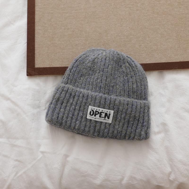 Simple Letter Versatile Knitted Wool Hat for Women Autumn and Winter New Fashion Knitted Hat Cold Hat