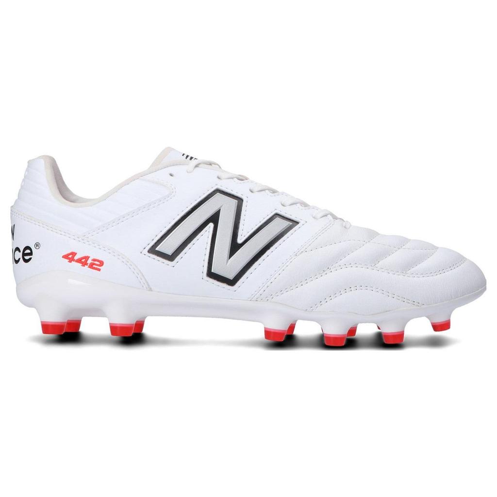 New Balance 442 V2 Pro Round Toe Lace-Up HG (Rubber Short Studs) Firm Ground Soccer Shoes Unisex Soccer Shoes White Red MS41HWT2