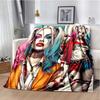 H-Harley-Quinns Movie Character Print Flannel Blanket Cozy Warm Throw Bedroom Sofa Birthday Present Indoor Home Lounge Decor