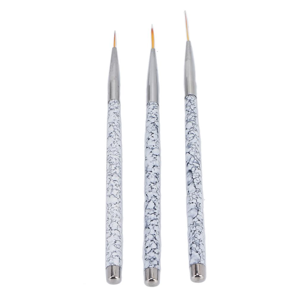 Ensemble de 3 Pinceaux Liner Professionnels pour Nail Art Pinceaux pour Peinture et Dessin d'Ongles Ensemble Outils de Manucure