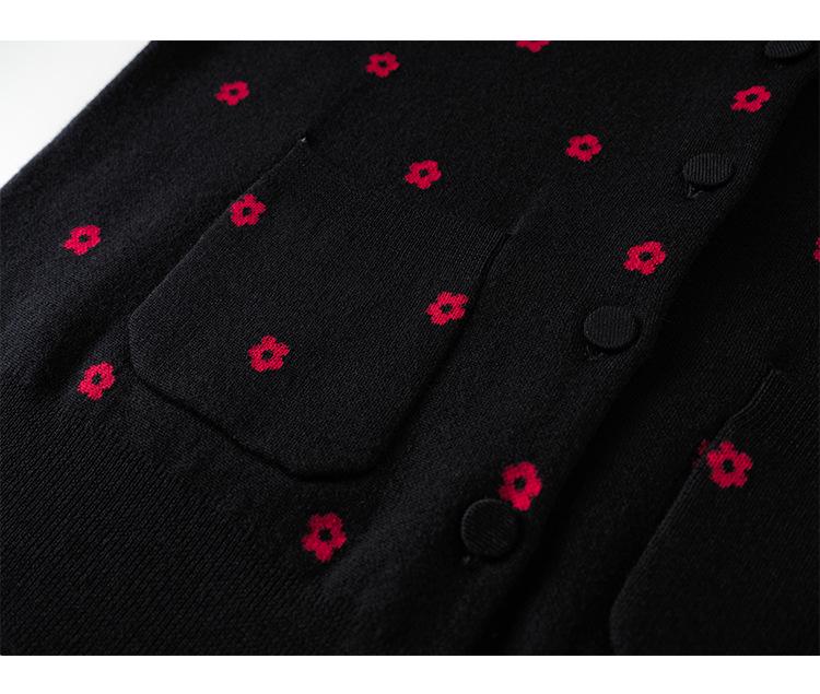 Xiao He Women's Fine-Spun Wool Cardigan with Small Floral Pattern for Spring/Autumn 2026