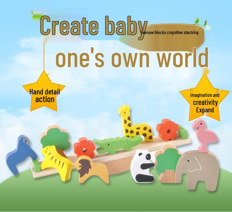 Animal Seesaw Balance Beam - Educational Stacking Blocks for Ages 3-6