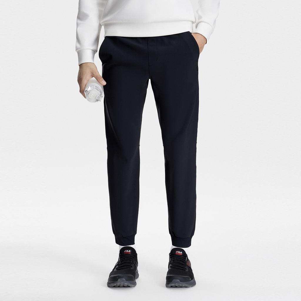 FILA Solid Color Cuffed Casual Knit Sports Pants Men bottoms Deep-Black A11M341612FBK