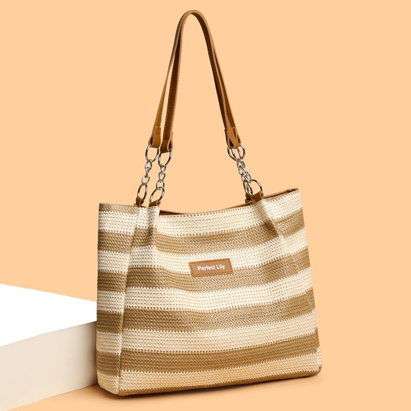 Woven Straw Large Capacity Tote Bag Casual Shoulder Bag