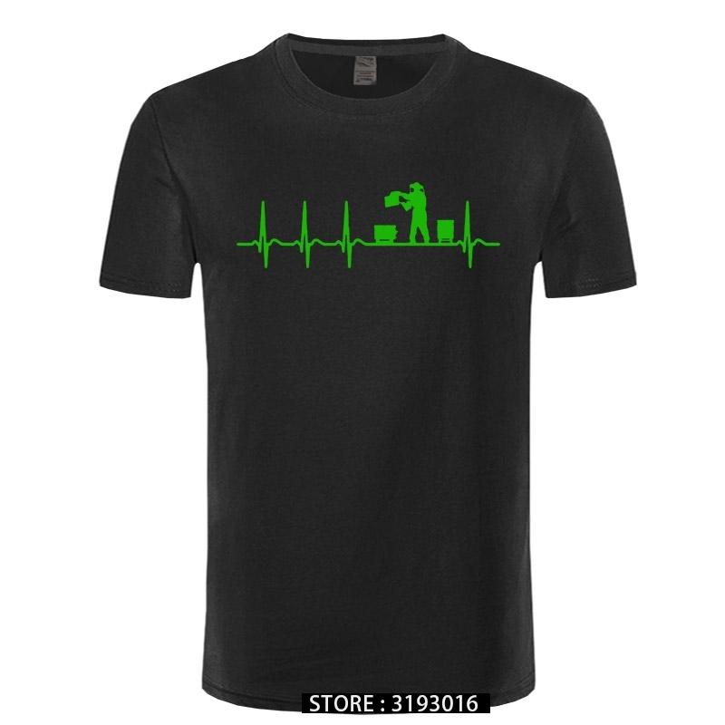 Custom Funny TShirt Man Cotton Heartbeat Beekeeping Beekeeper Cool Shirt Fun Gift Summer Men T Shirt