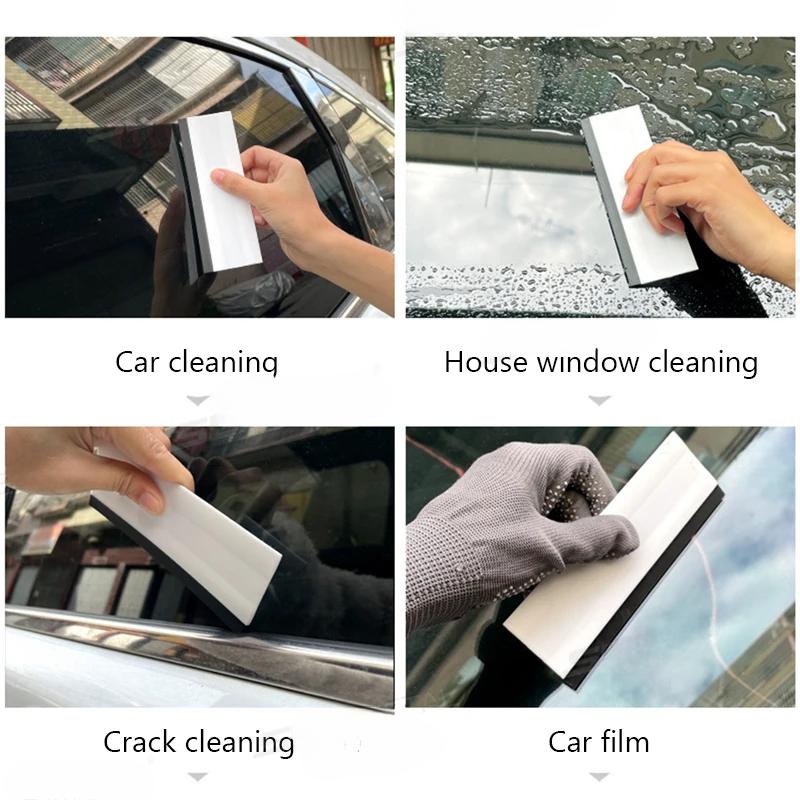 2pcs Rubber Handheld Squeegee Car Wrap Tools Non-Scratch Glass Cleaning Scraper Water Window Wiper Drying Blade Film Scraper
