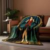 Elegant Vintage Art Deco Design with a Flapper Woman Framed In Gold. for All Seasons Blanket Lunch Break Throw Gift
