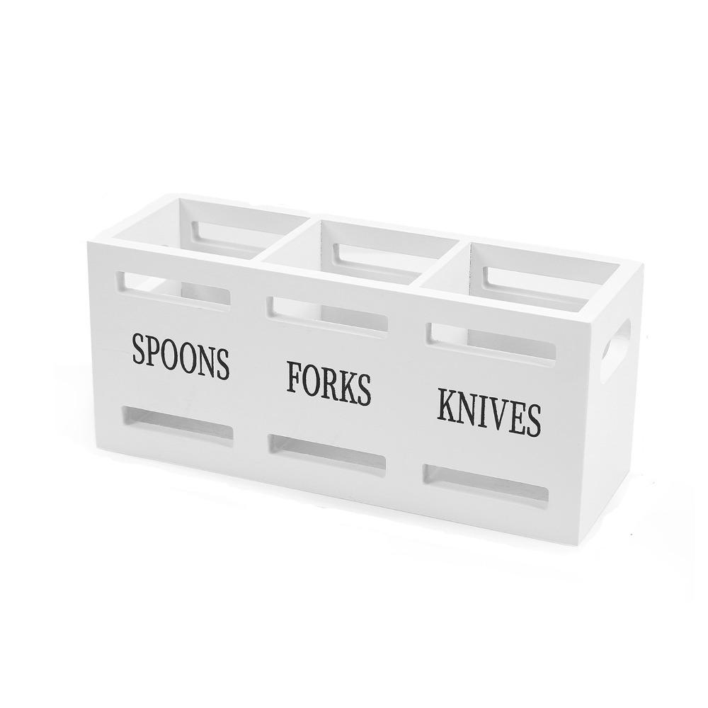 Rectangular Kitchen Utensil Holder 3 Compartment Cutlery Storage Rack  Kitchen Countertop
