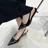 Fashion New Summer Women's Sandals Metal Rivet High Heels Footwear Elegant Slingback Pointed Slip on Party Lady Pumps Shoes