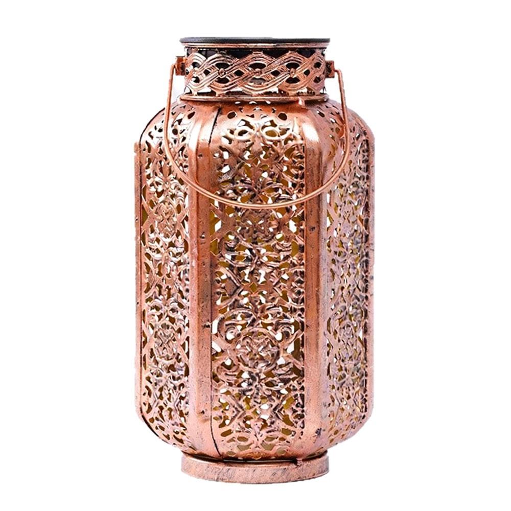 

Hexagonal Design Solar Lantern Iron Material Vintage Style Hollow Projection Lamp Artistic Projection Efficient Lighting 13-13-23.5cm