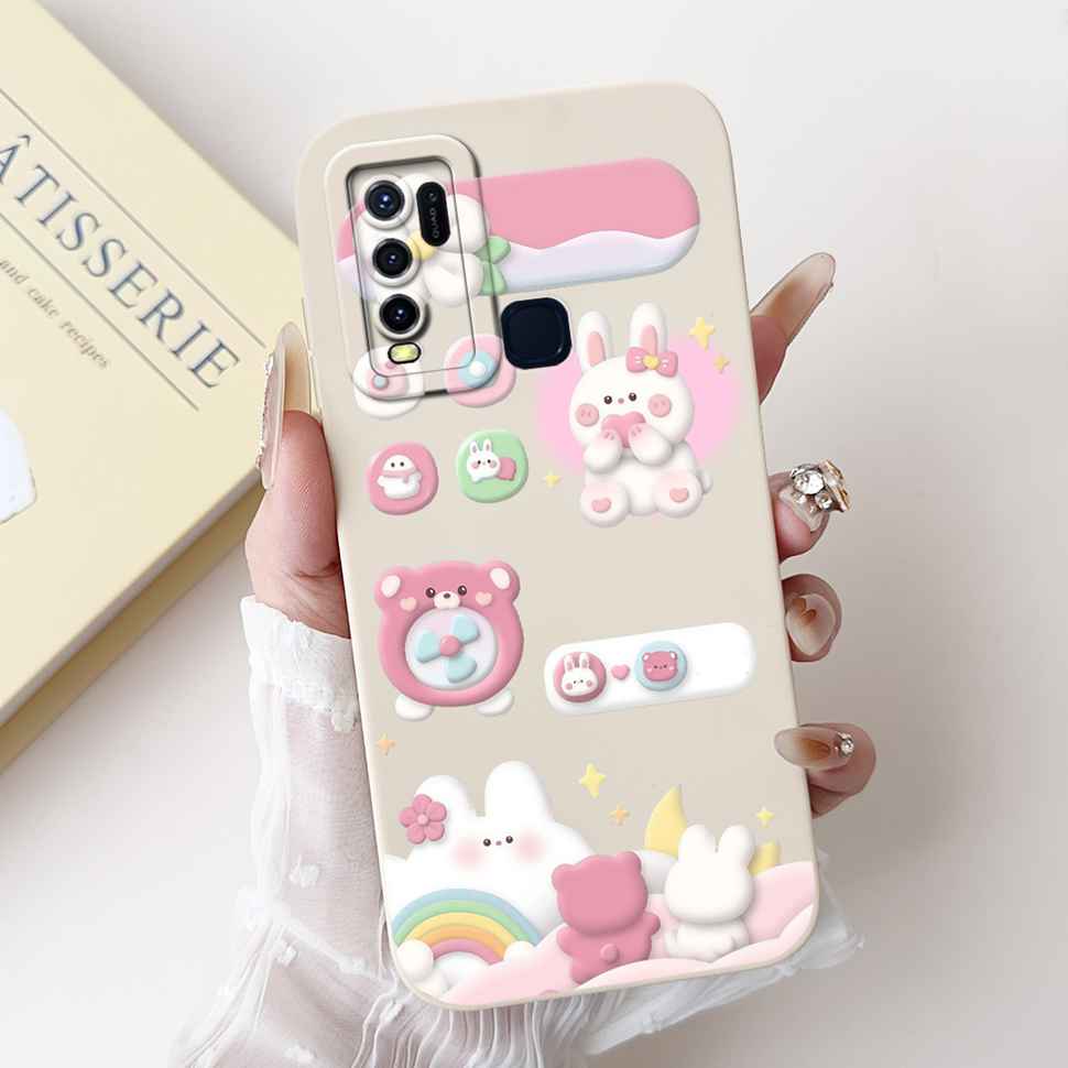 For vivo Y50 2020 1935 6.53" Case Cherry Girl Soft Silicone Cover Cartoon Rabbit For Vivo y50 VIVO Y50 V1965A Phone Cases Bumper