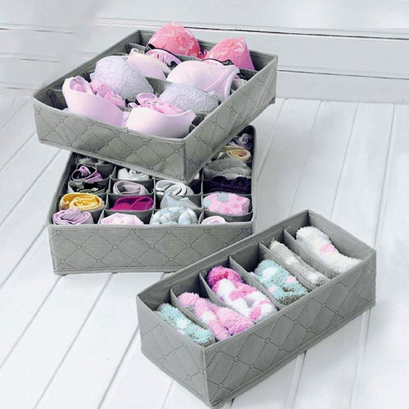 Storage Organiser Storage Drawer 3pcs Box Tidy Socks Bra Ties Draw Divider Underwear Box