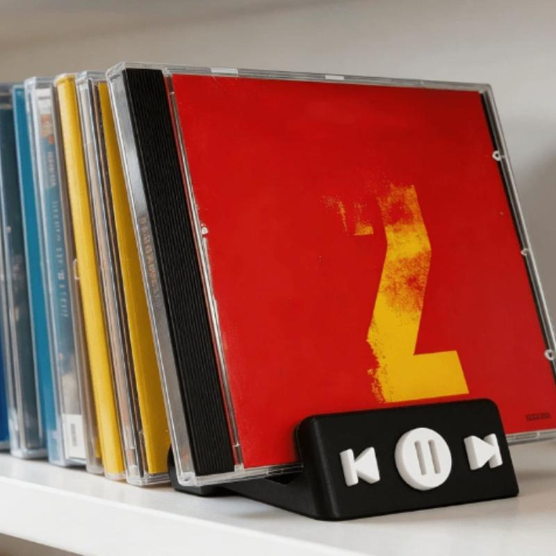 Creative 3D Printed Desktop Record Display Stand, Dual-Purpose CD & Vinyl Storage Organizer, Modern Home Table Decoration