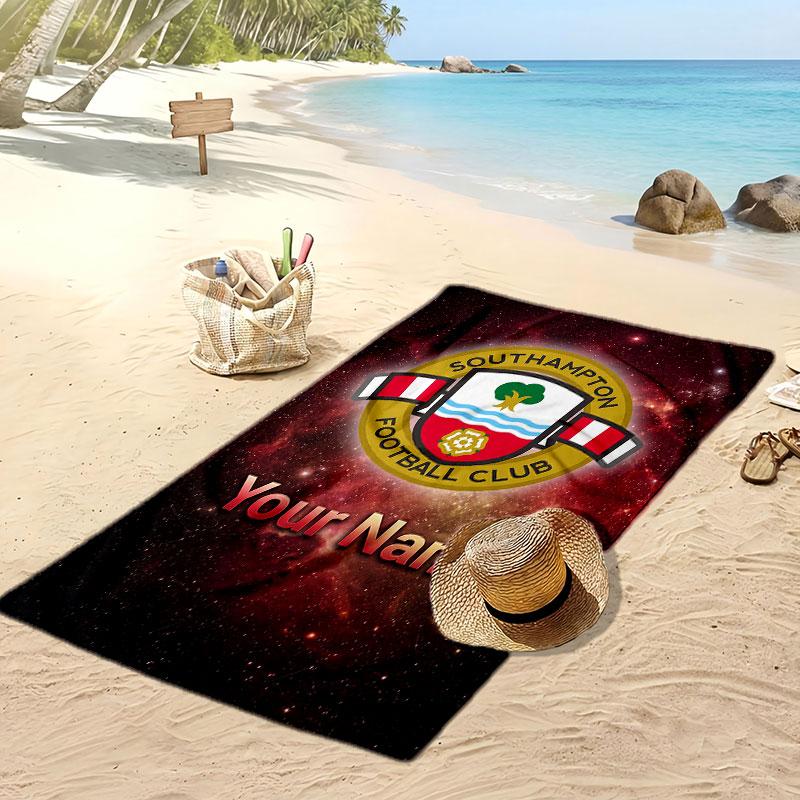 Asciugamano da Spiaggia Stampato Personalizzato Southampton FC Logo Calcio Supporto Nome Personalizzato Testo Asciugamano Assorbente Per Sport Viaggio Regalo Speciale