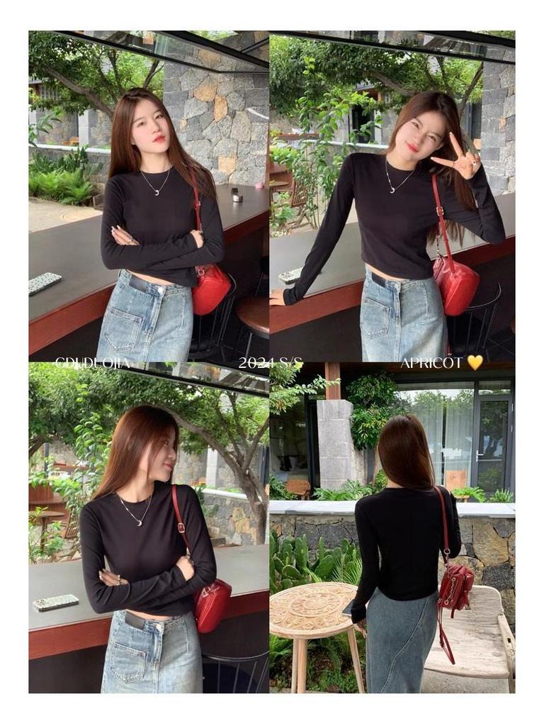 Women's Long Sleeve Slim Fit Red T-Shirt - Stylish Spring/Autumn Base Layer 2025