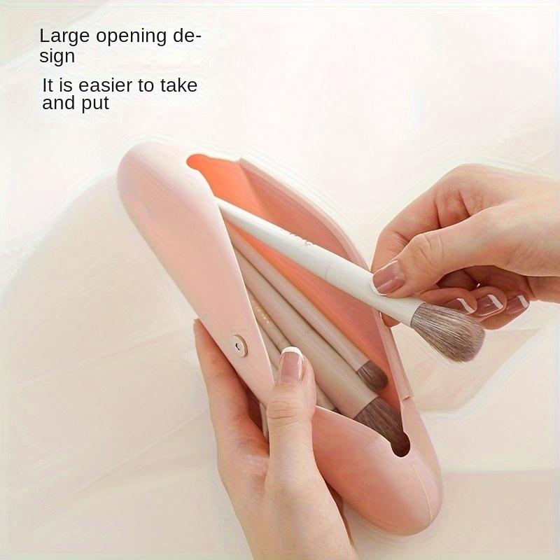 1Pc Portable Dustproof Makeup Organizer, Silicone Cosmetic Organizer Bag, Dustproof Makeup Brush Carrying Case
