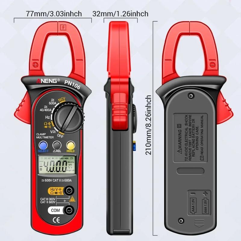 2026 ANENG PN106 Clamp Meter Digital Multimeter AC/DC Current Voltage Tester 600A High Precision 4000 Counts Tester Multifunctional Electrician Tools