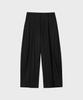 LEIRE Striped Curved Pintuck Slacks [Black]