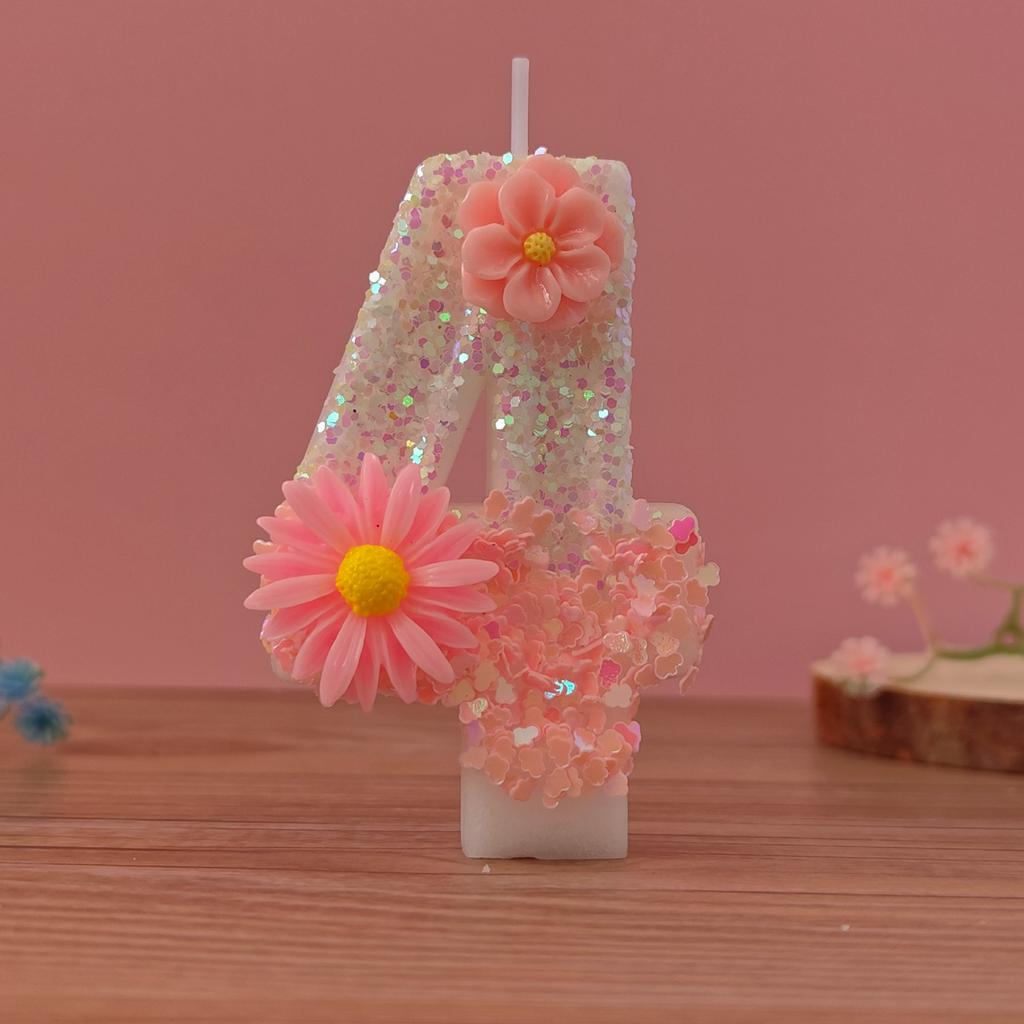 Number Shaped Birthday Candle with Decorative Floral Design for Cake Decoration and Party Use Suitable for Baking and Celebrations 0-9 Digit Options