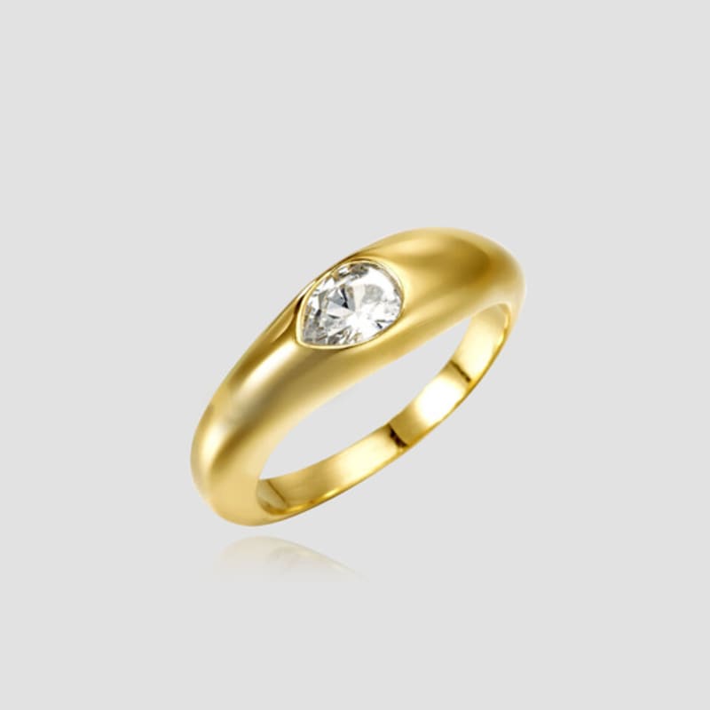 ANON Pear Cut Wave Ring Gold